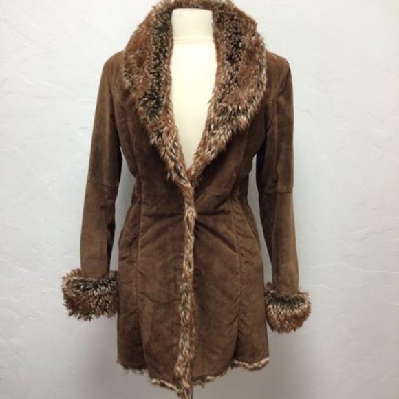 Wilsons Leather Jackets & Blazers - Wilson Leather Size M Brown Suede With Faux Fur Co